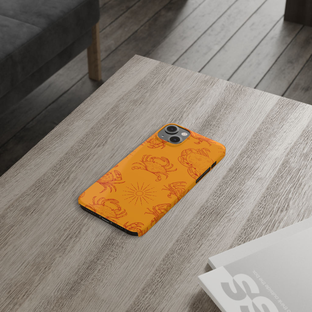 Crab Pattern Slim Phone Case — Orange Nautical Beach Vibe