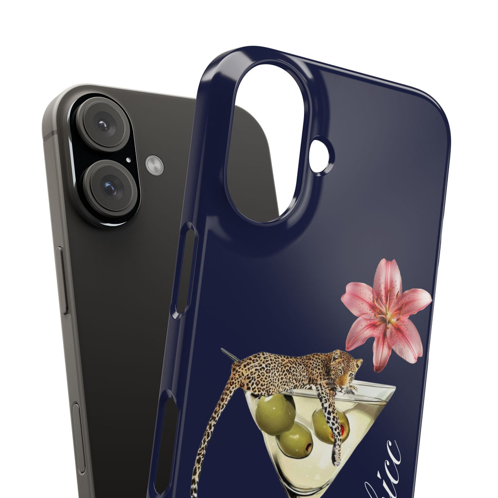Heritage Cheetah Martini Slim Phone Case — Floral Cocktail Design