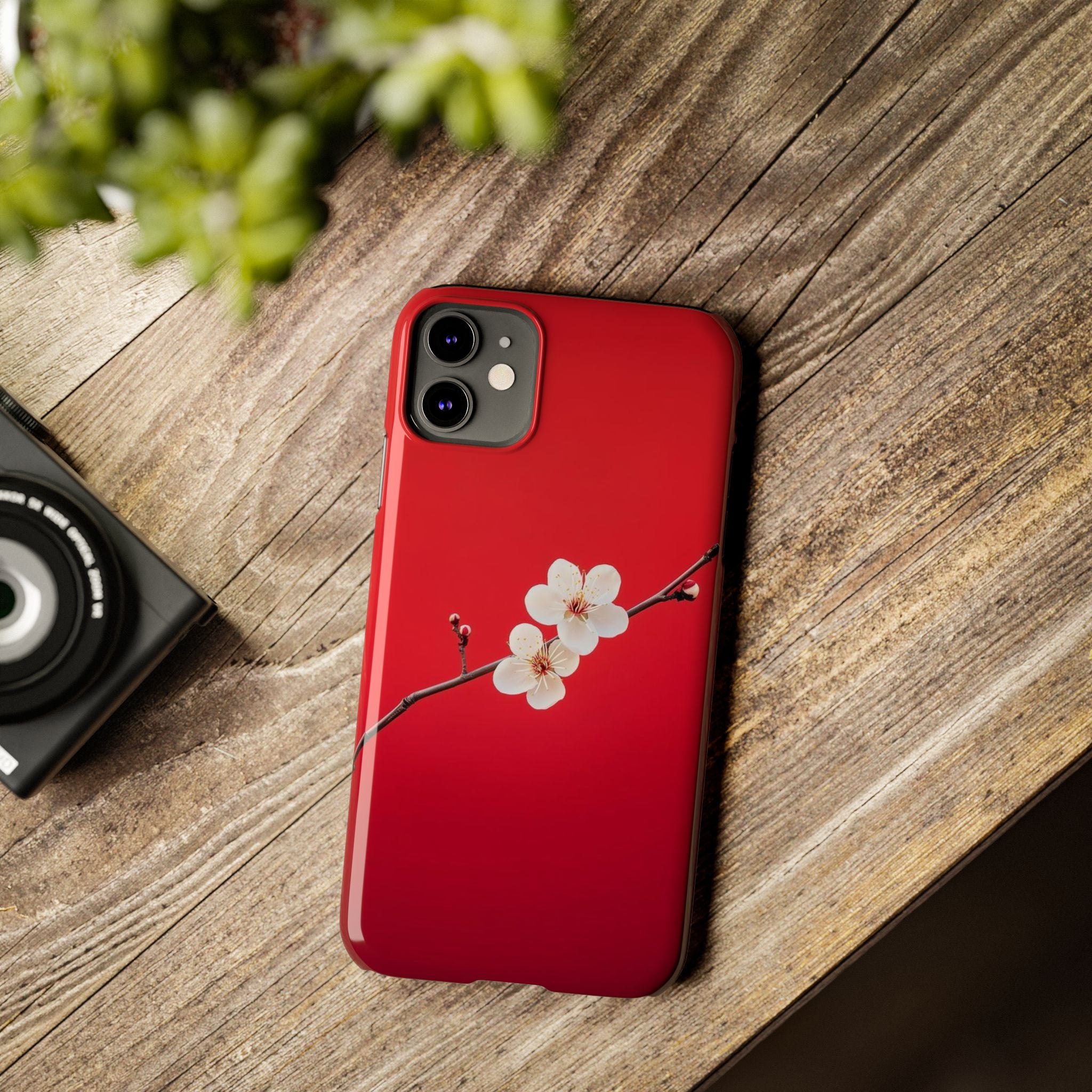 Minimal Red Sakura Blossom Design