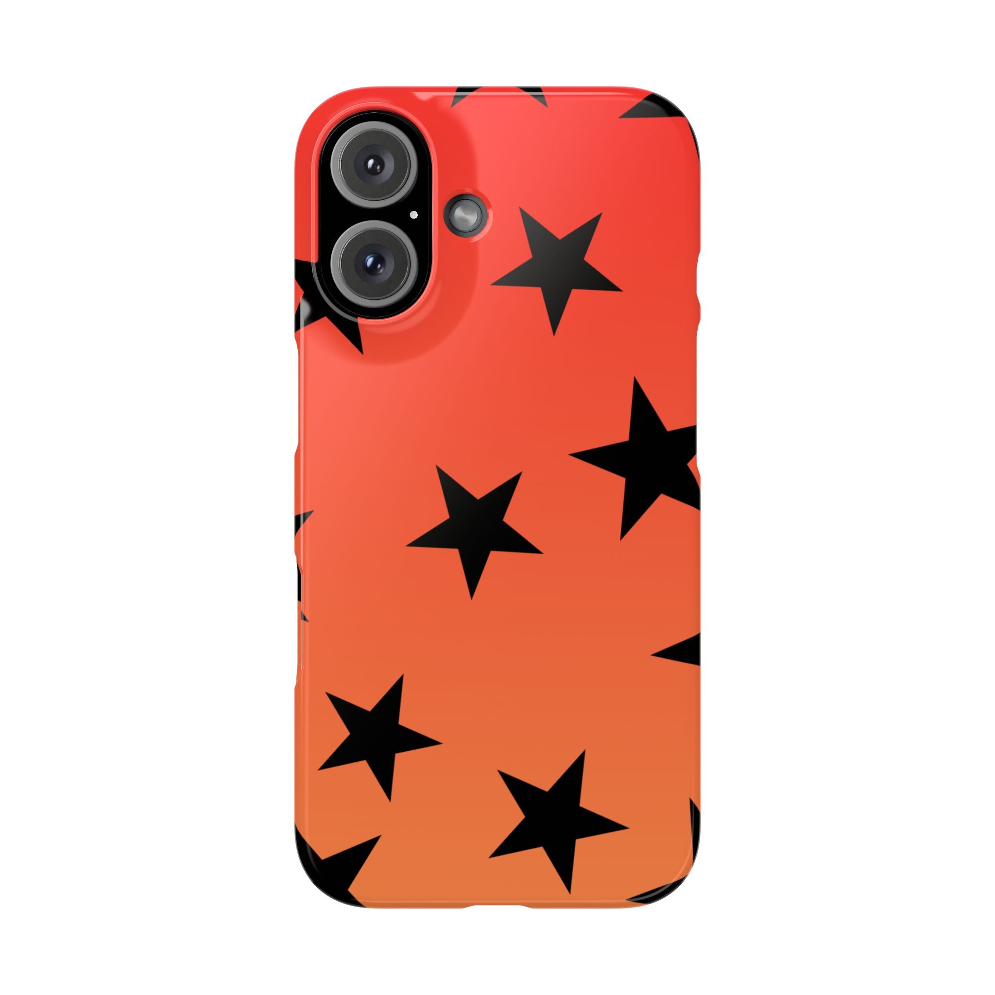 Star Pattern Slim Phone Case — Gradient Orange Red with Black Stars