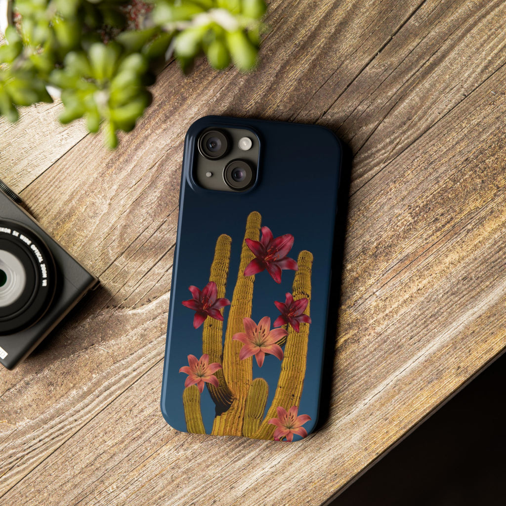 Cactus Bloom Slim Phone Case — Desert Floral Night Design