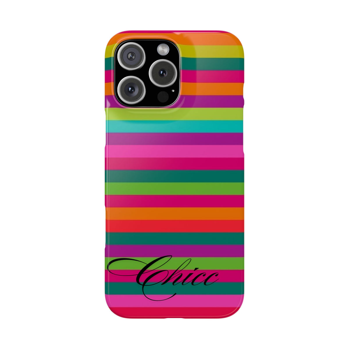 Chic Stripes Slim Phone Case — Colorful Rainbow Stripe Monogram Phone Cover