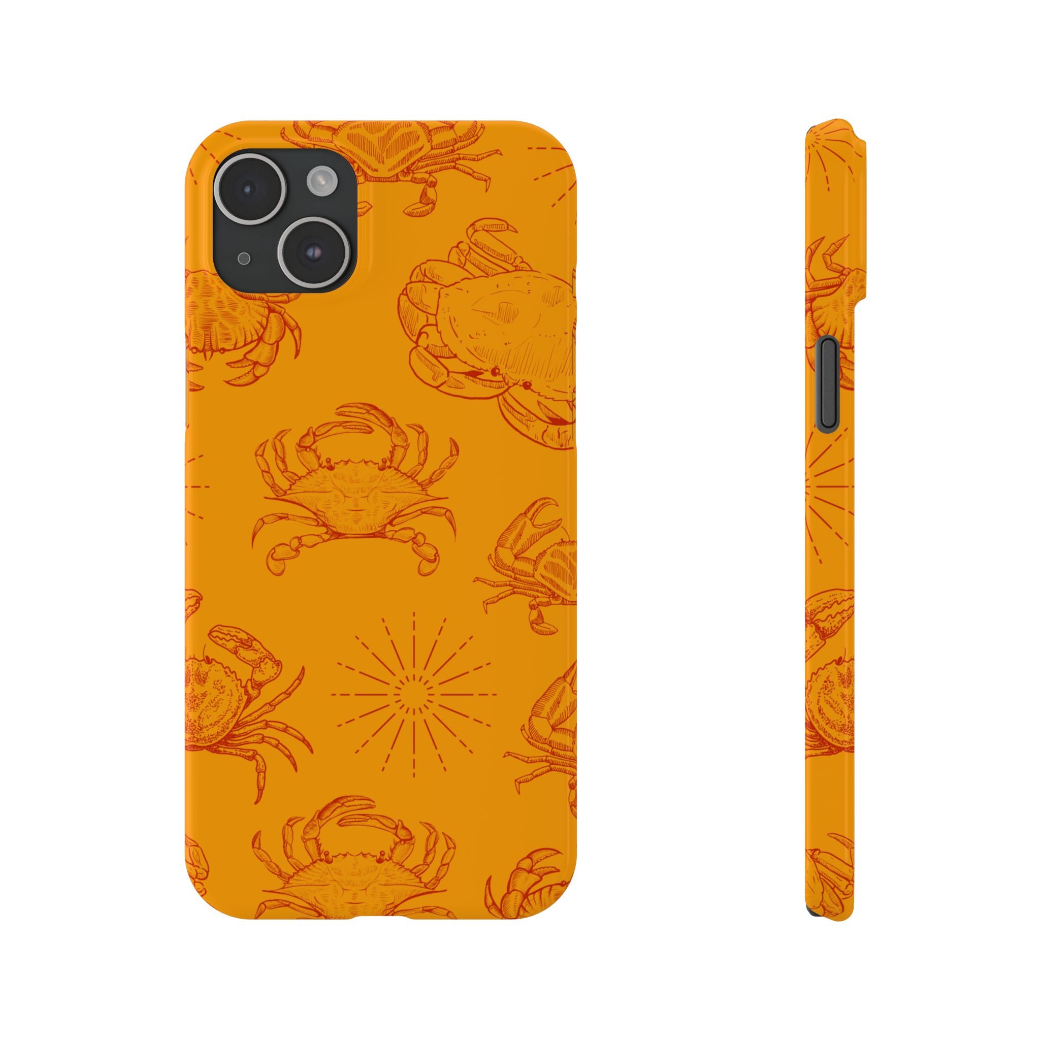 Crab Pattern Slim Phone Case — Orange Nautical Beach Vibe