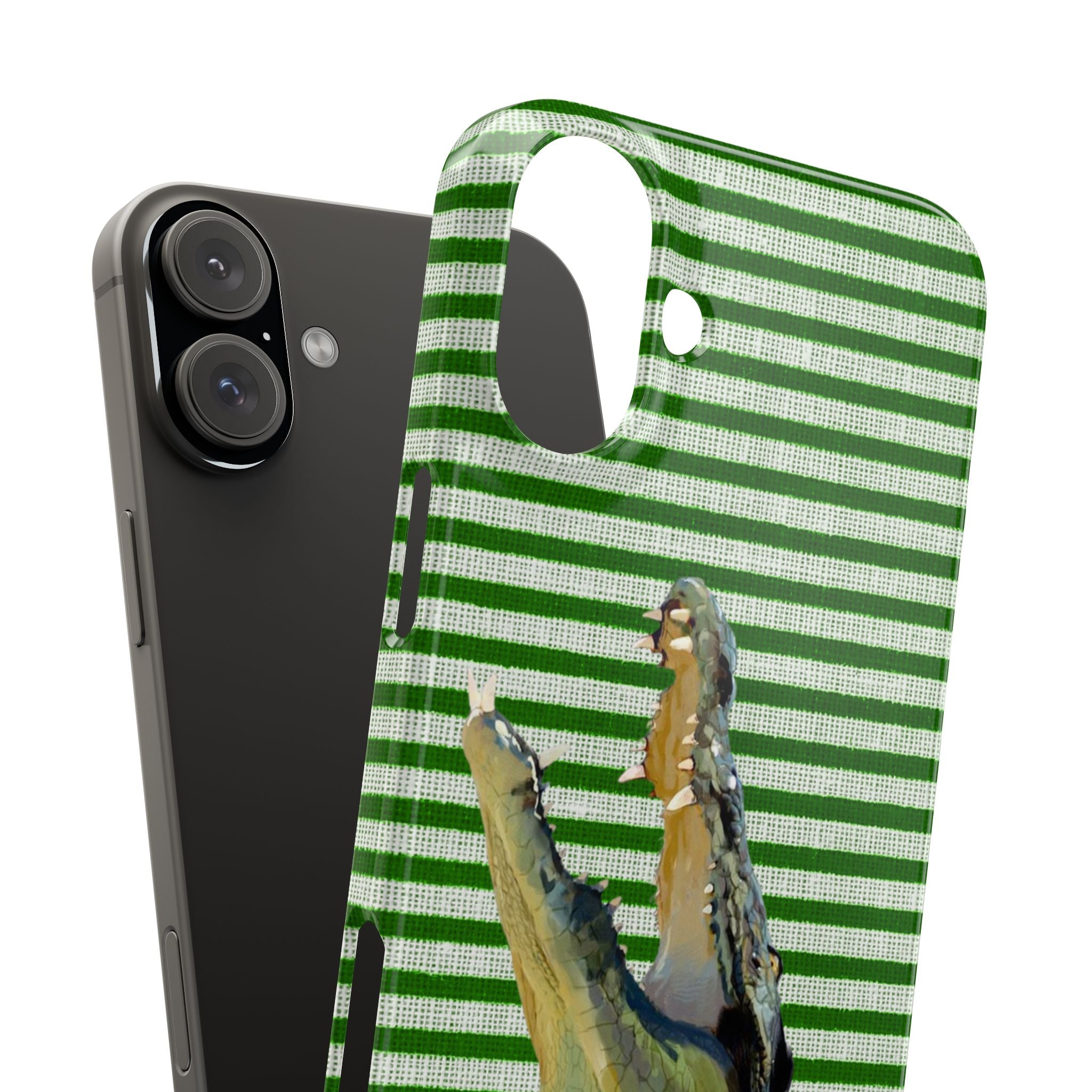 Alligator Stripes Slim Phone Case — Green Striped Gator Design
