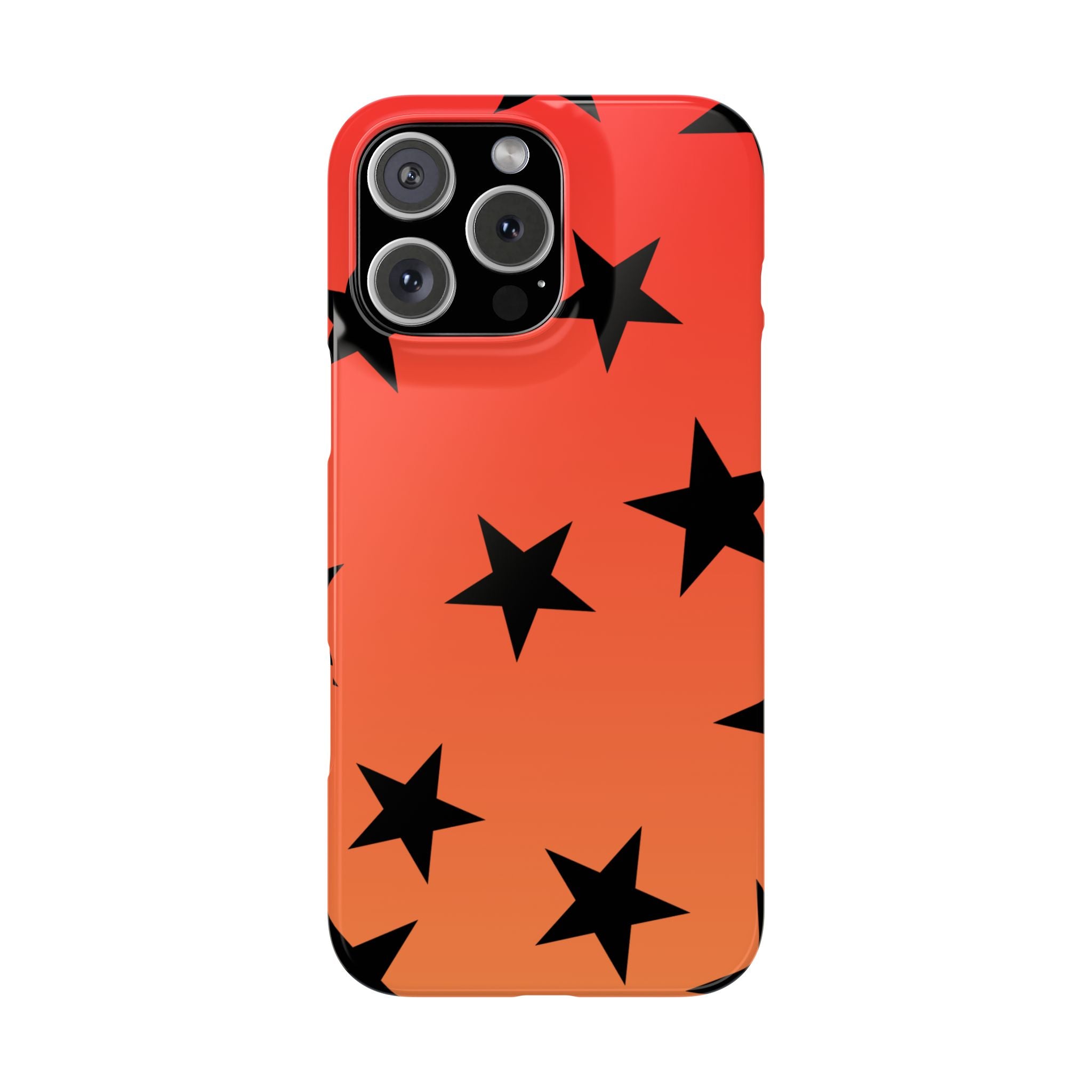 Star Pattern Slim Phone Case — Gradient Orange Red with Black Stars