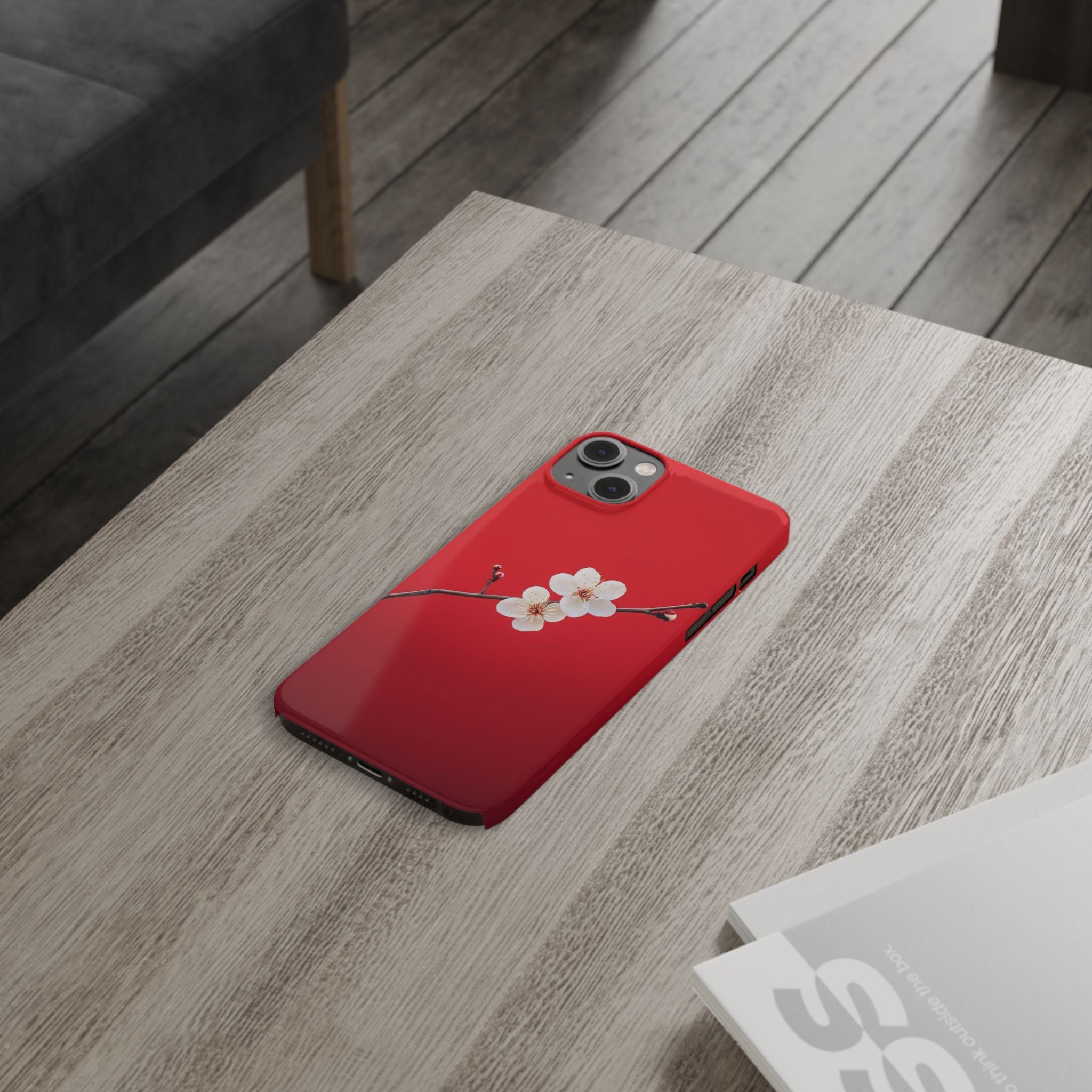 Minimal Red Sakura Blossom Design