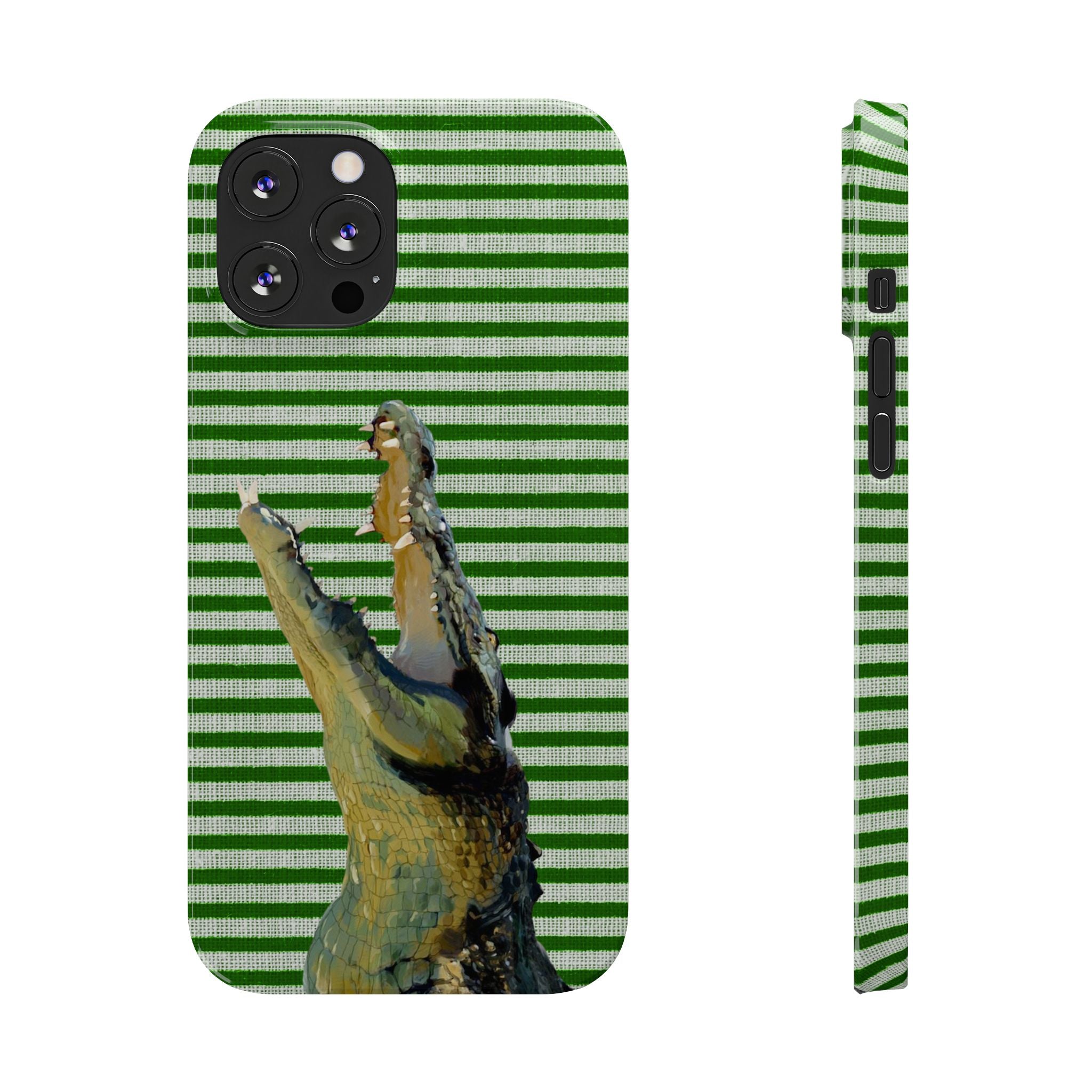 Alligator Stripes Slim Phone Case — Green Striped Gator Design