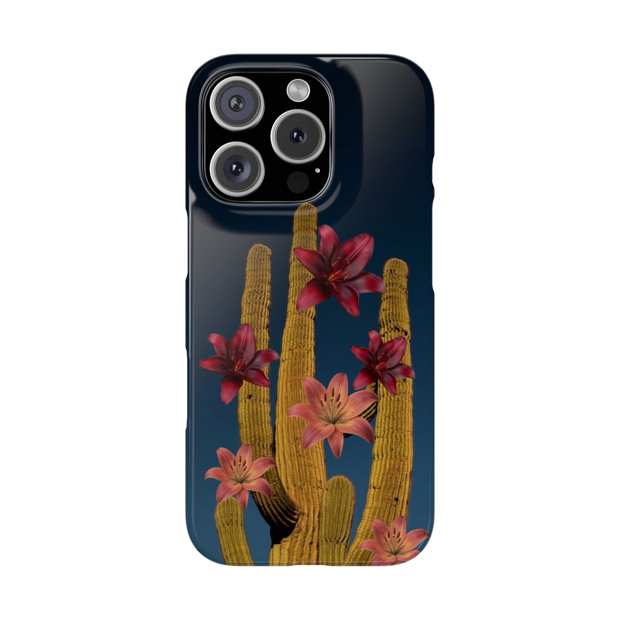 Cactus Bloom Slim Phone Case — Desert Floral Night Design