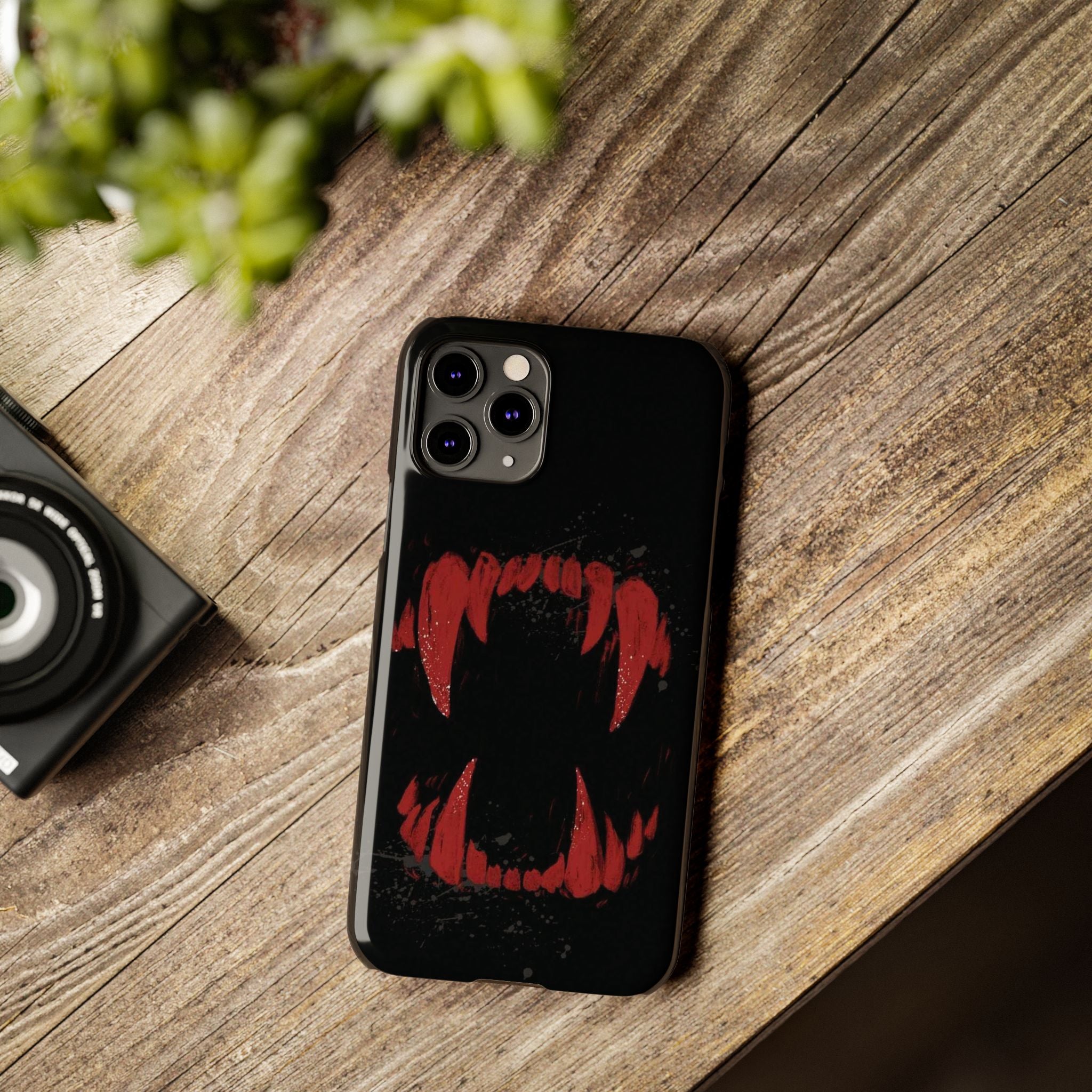 Vampire Fangs Slim Phone Case — Gothic Red Bite Design