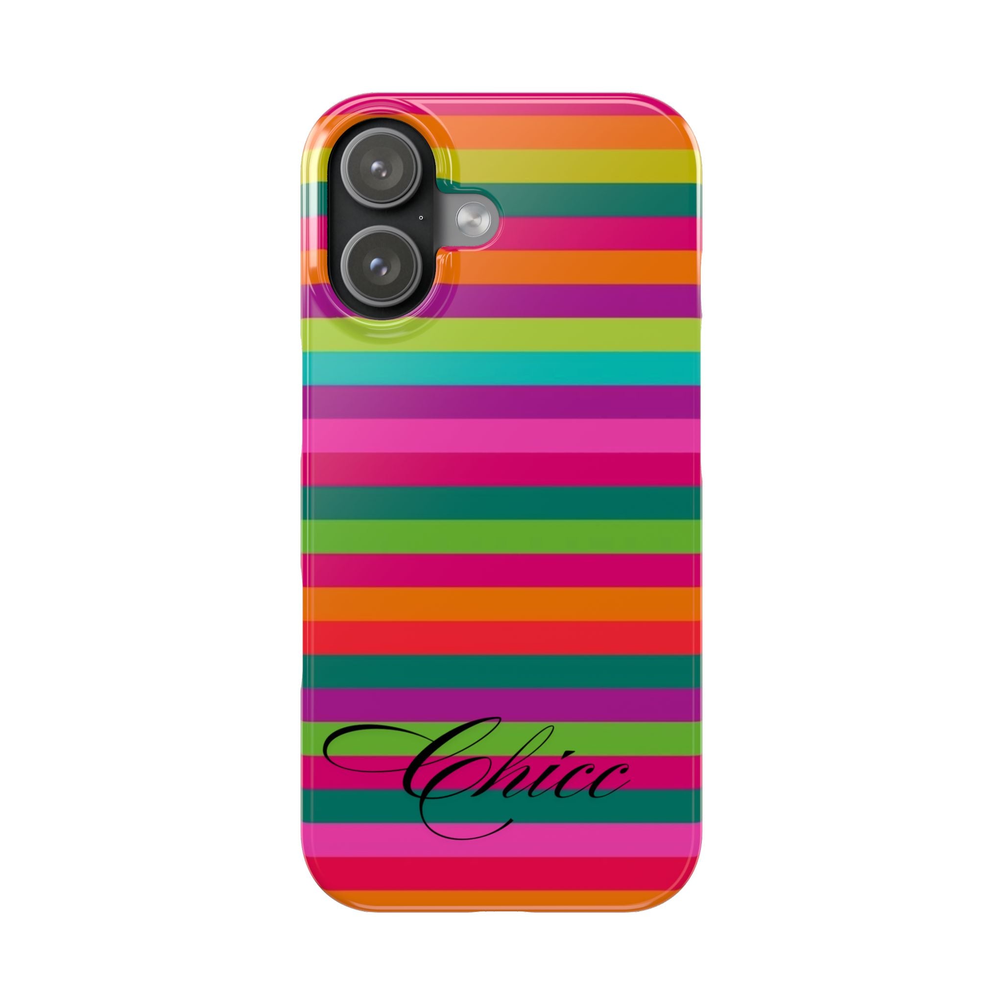 Chic Stripes Slim Phone Case — Colorful Rainbow Stripe Monogram Phone Cover