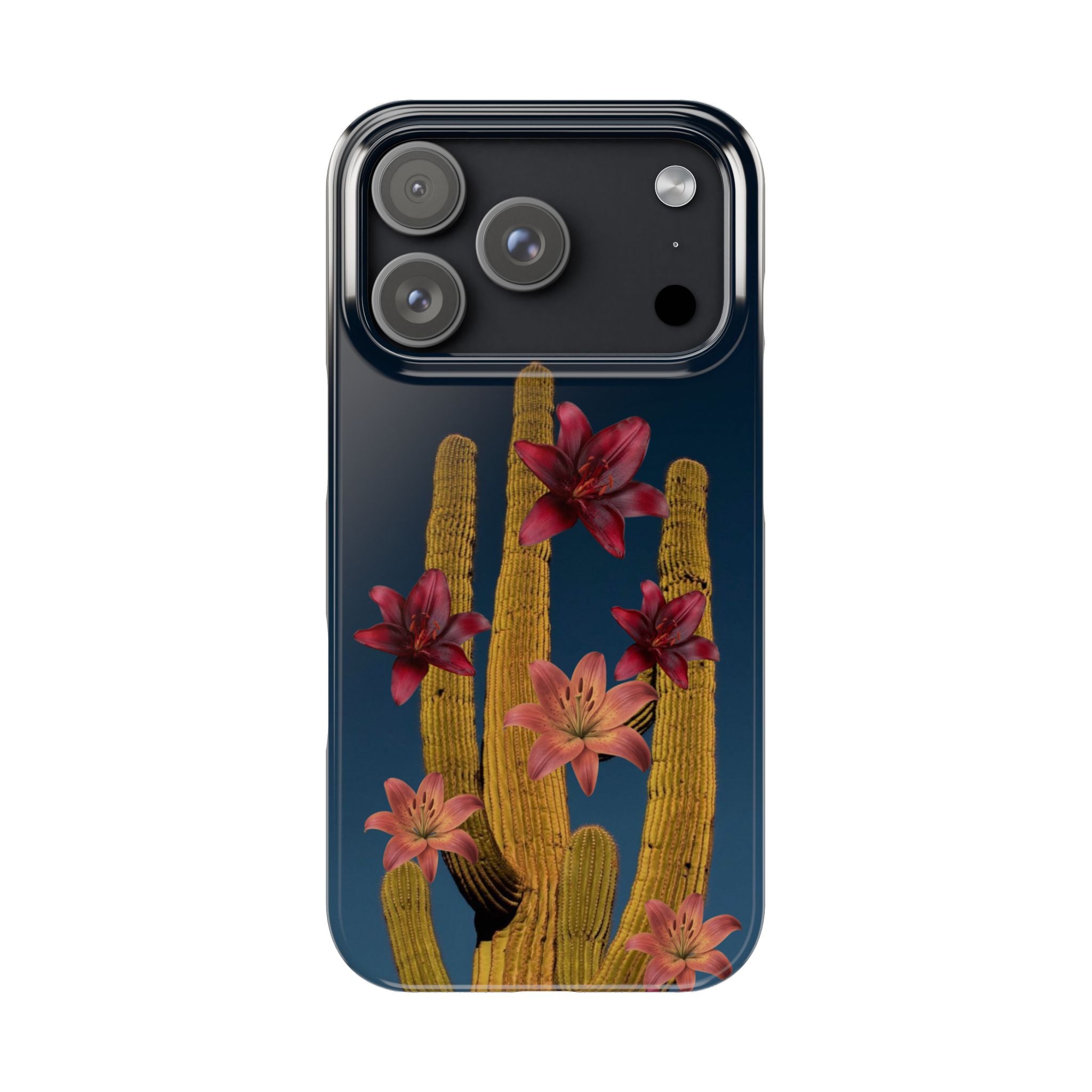 Cactus Bloom Slim Phone Case — Desert Floral Night Design