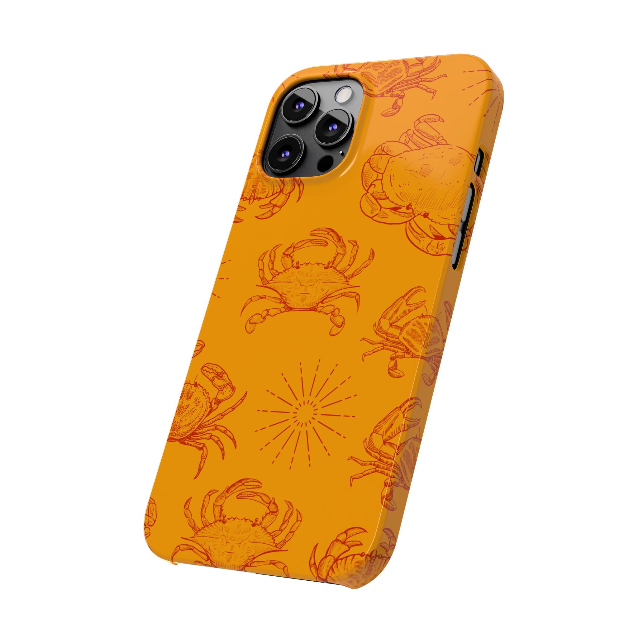 Crab Pattern Slim Phone Case — Orange Nautical Beach Vibe