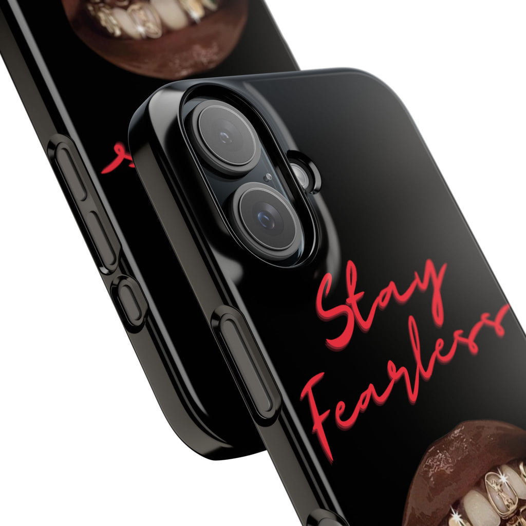 Stay Fearless Slim Phone Case — Bold Lip & Grillz Design