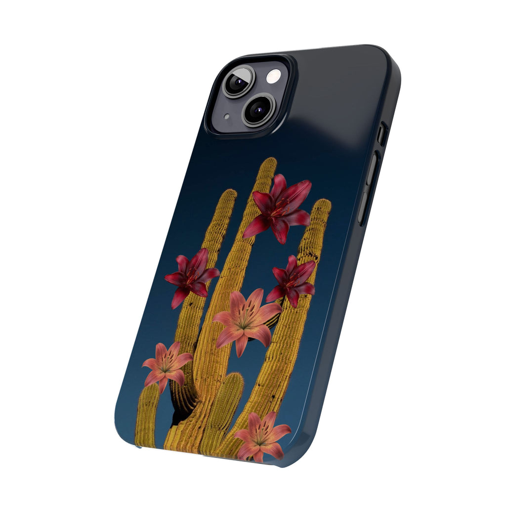 Cactus Bloom Slim Phone Case — Desert Floral Night Design
