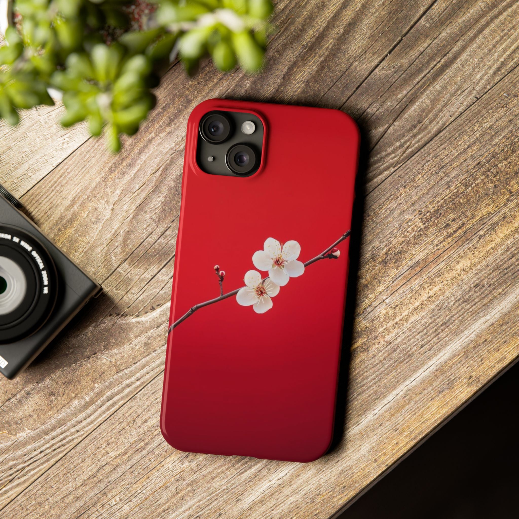 Minimal Red Sakura Blossom Design