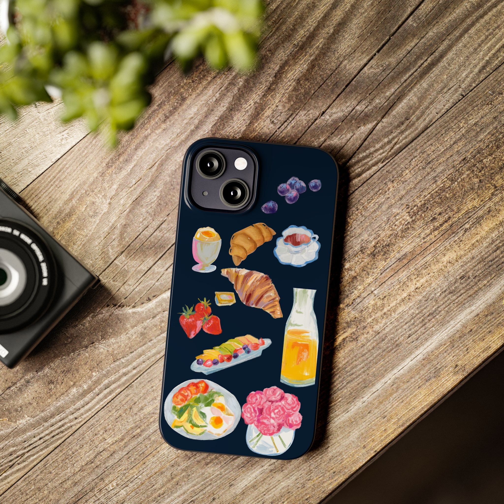 Brunch Icons Slim Phone Case — Croissant, Eggs & Juice Breakfast Design