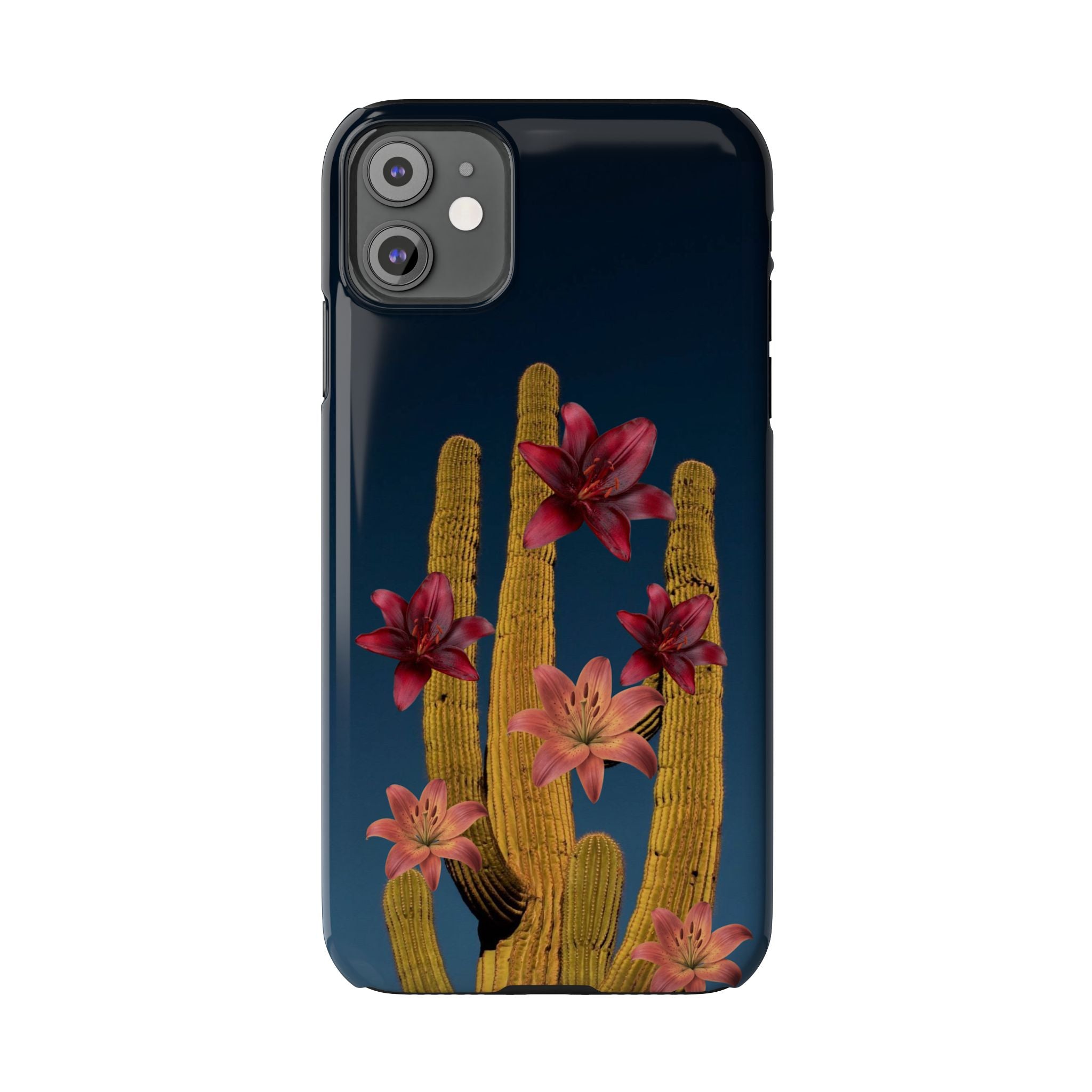 Cactus Bloom Slim Phone Case — Desert Floral Night Design