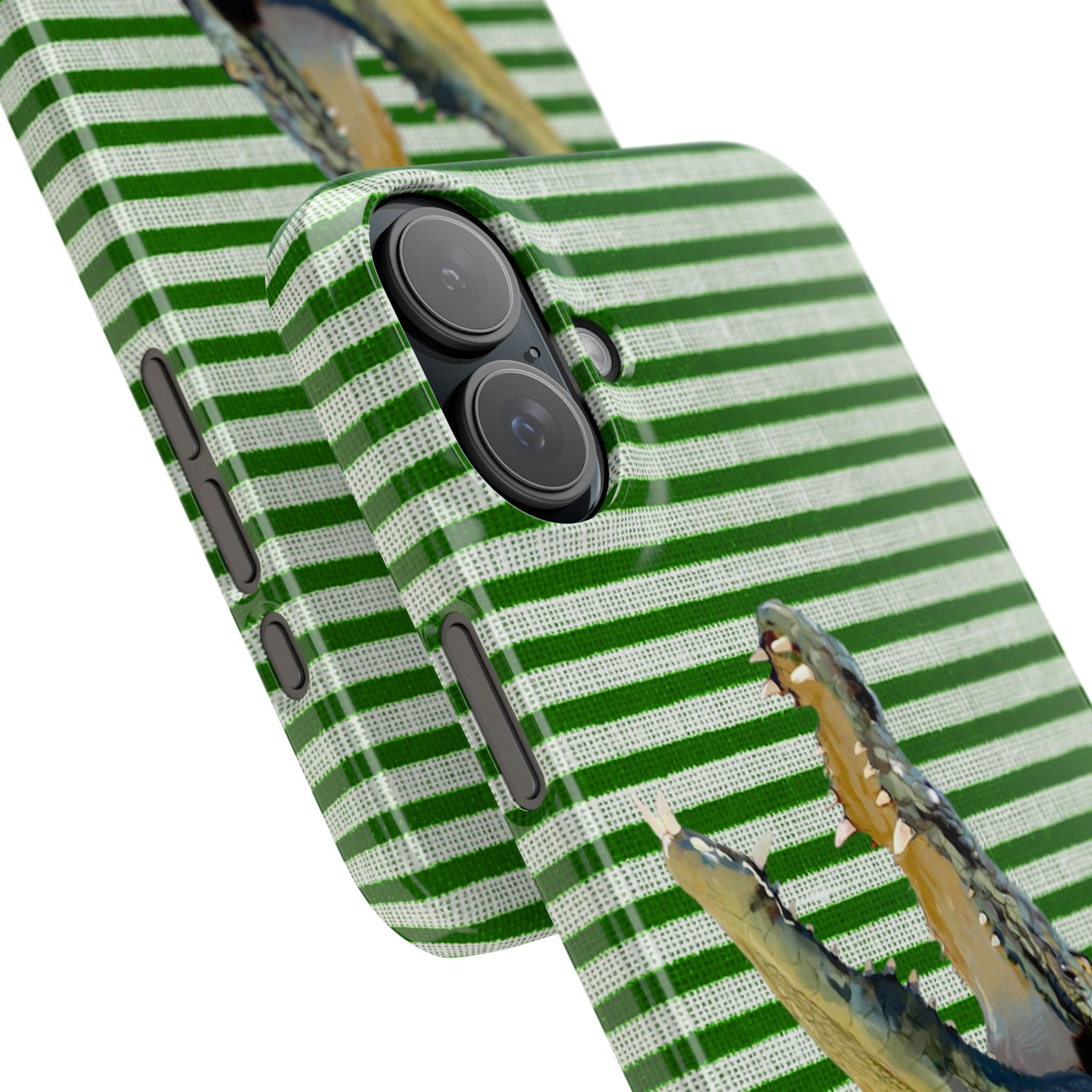 Alligator Stripes Slim Phone Case — Green Striped Gator Design