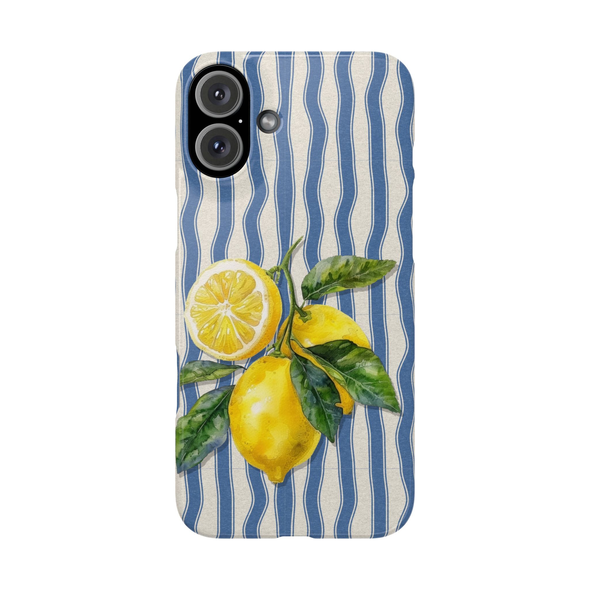 Lemon Stripe Slim Phone Case – Hand-Painted Citrus Design