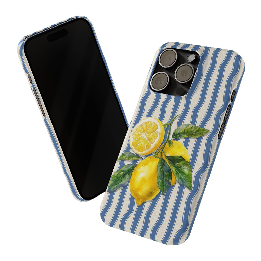Lemon Stripe Slim Phone Case – Hand-Painted Citrus Design
