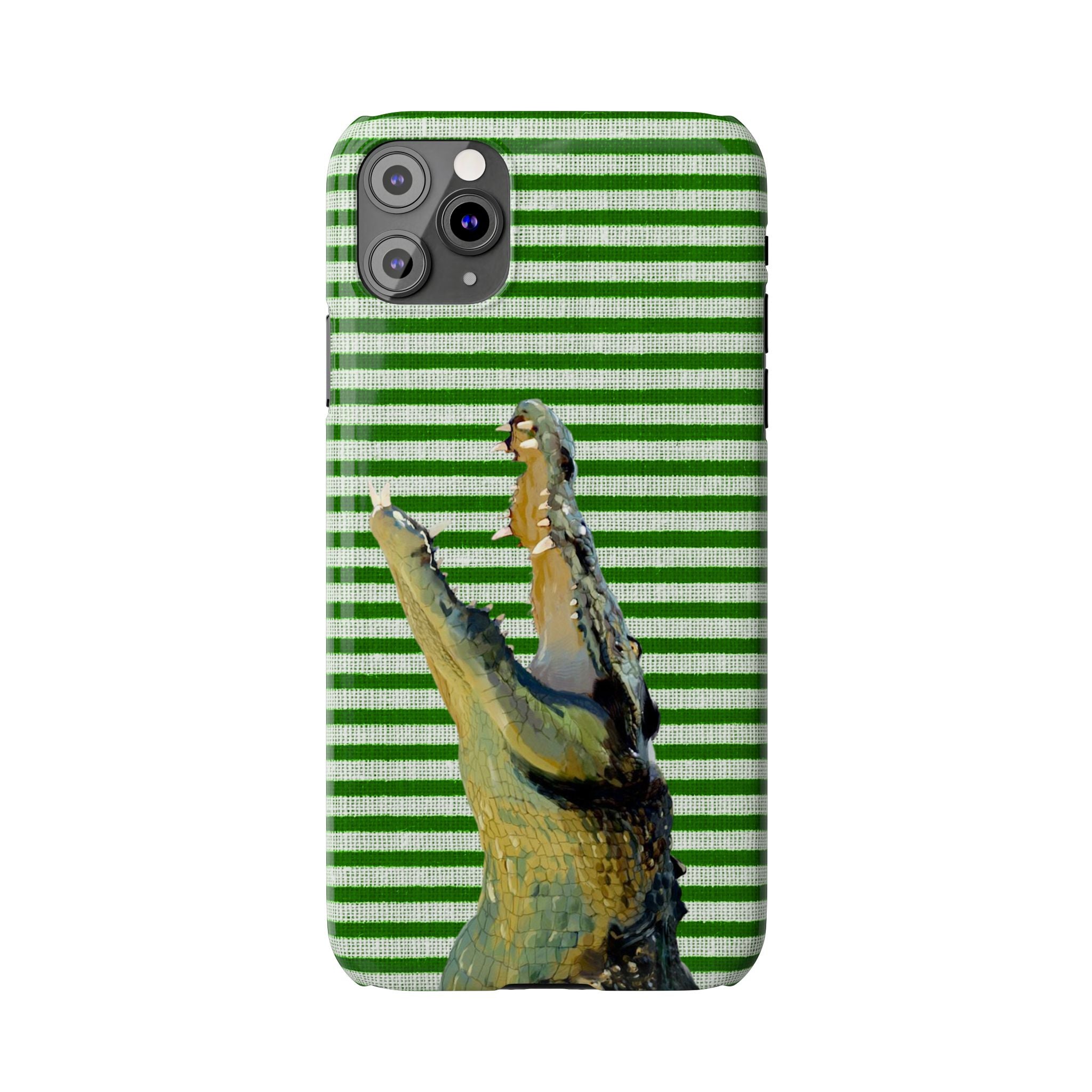 Alligator Stripes Slim Phone Case — Green Striped Gator Design