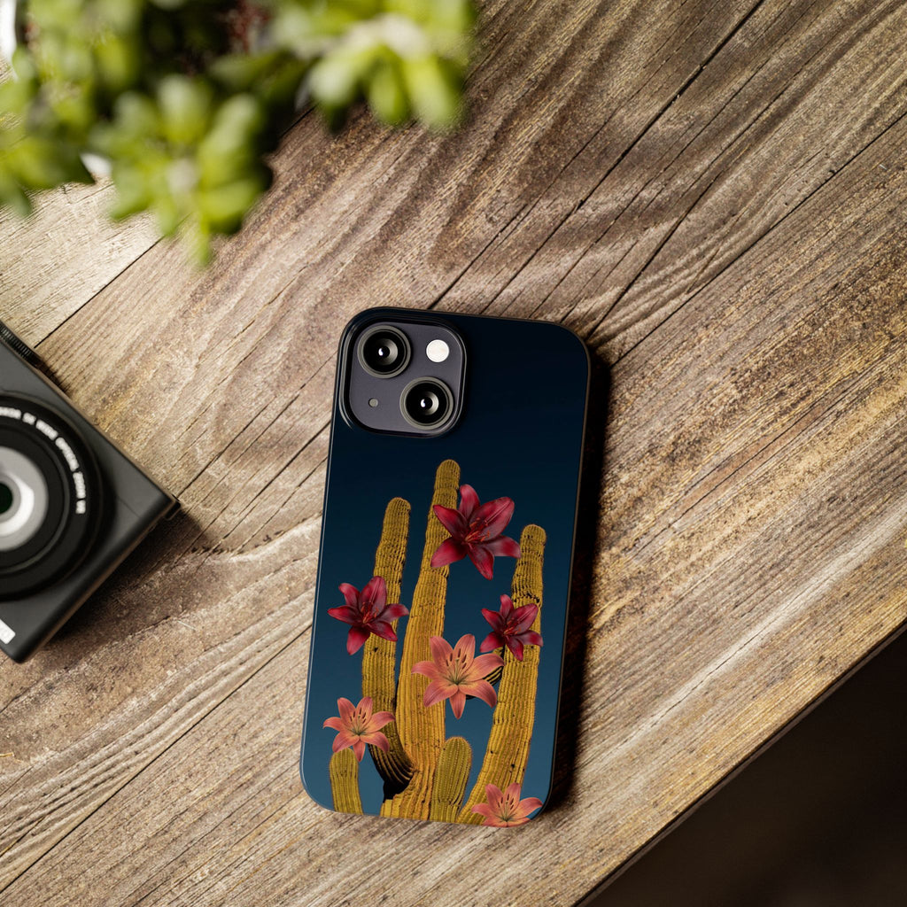 Cactus Bloom Slim Phone Case — Desert Floral Night Design
