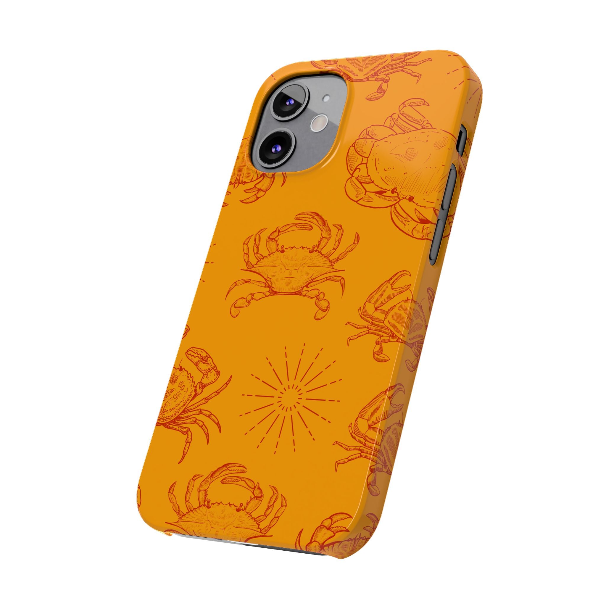 Crab Pattern Slim Phone Case — Orange Nautical Beach Vibe