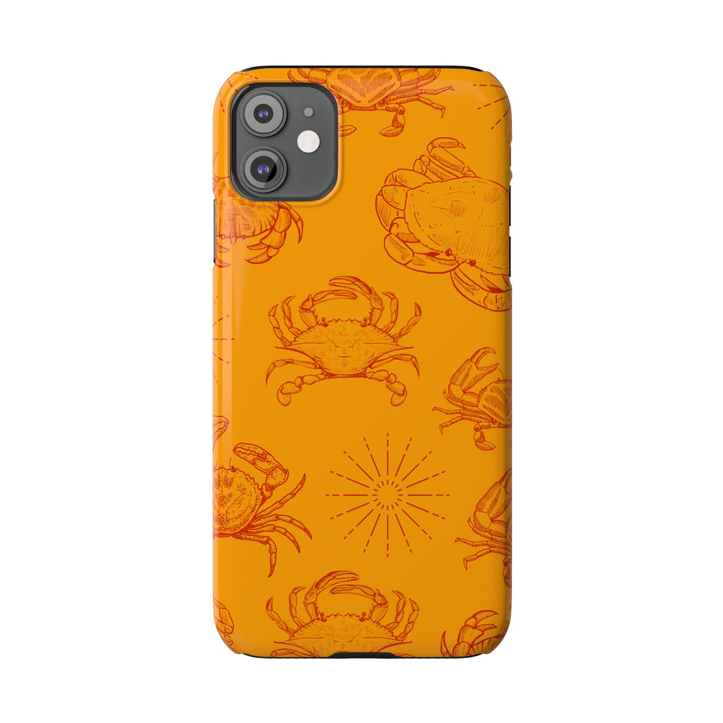Crab Pattern Slim Phone Case — Orange Nautical Beach Vibe