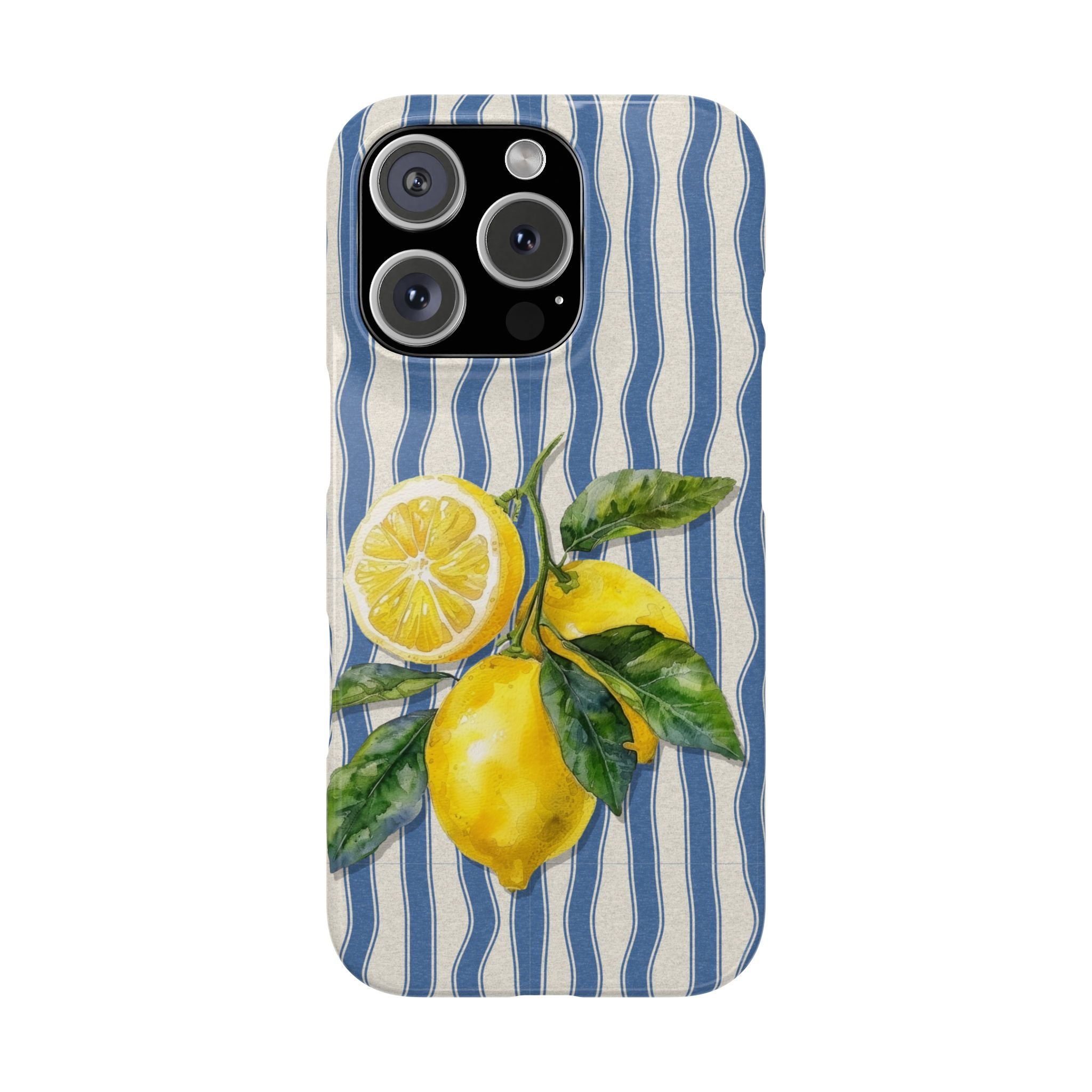 Lemon Stripe Slim Phone Case – Hand-Painted Citrus Design