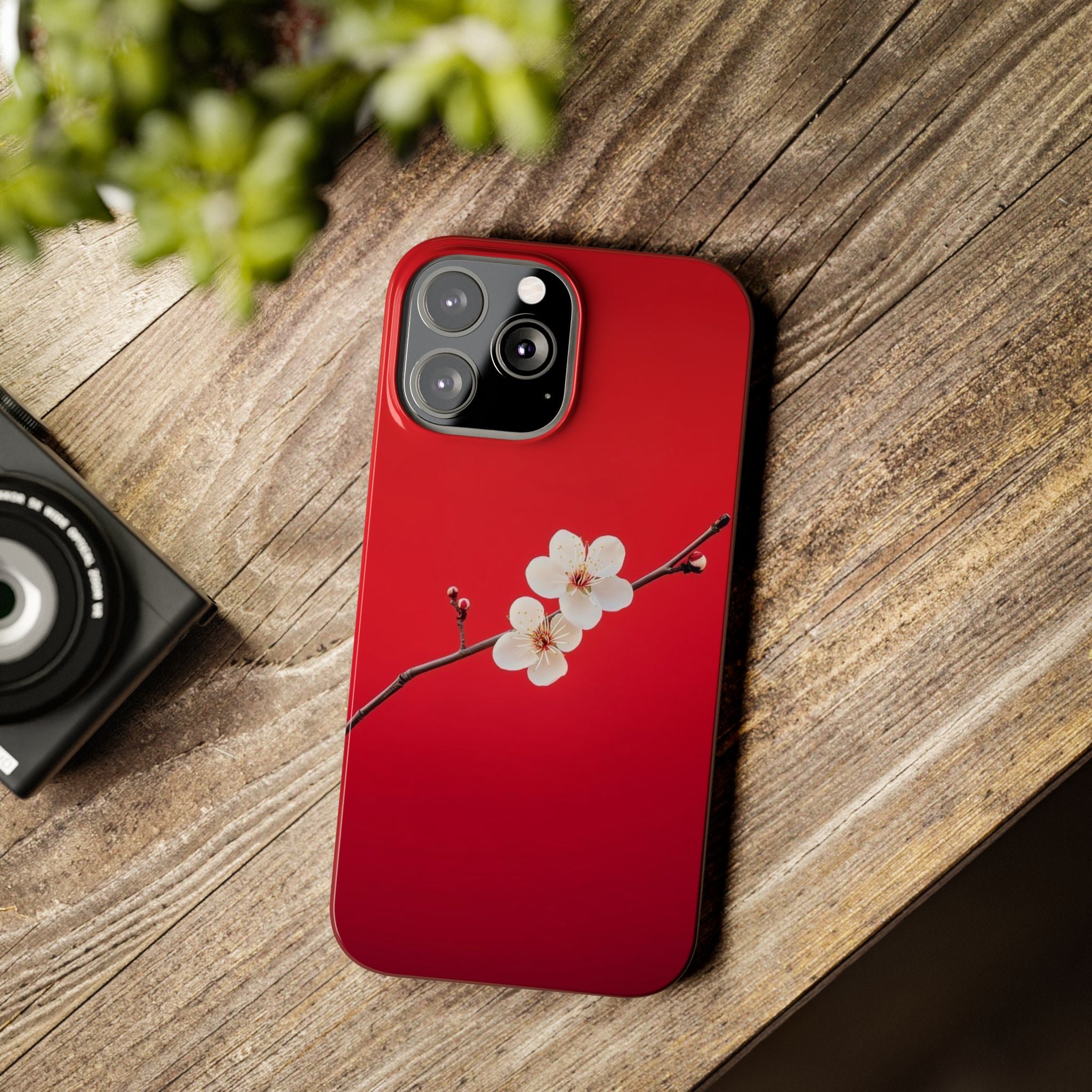 Minimal Red Sakura Blossom Design