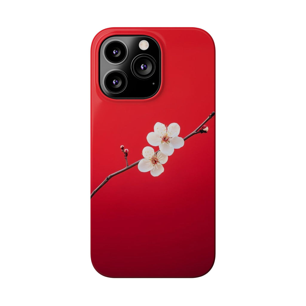 Minimal Red Sakura Blossom Design