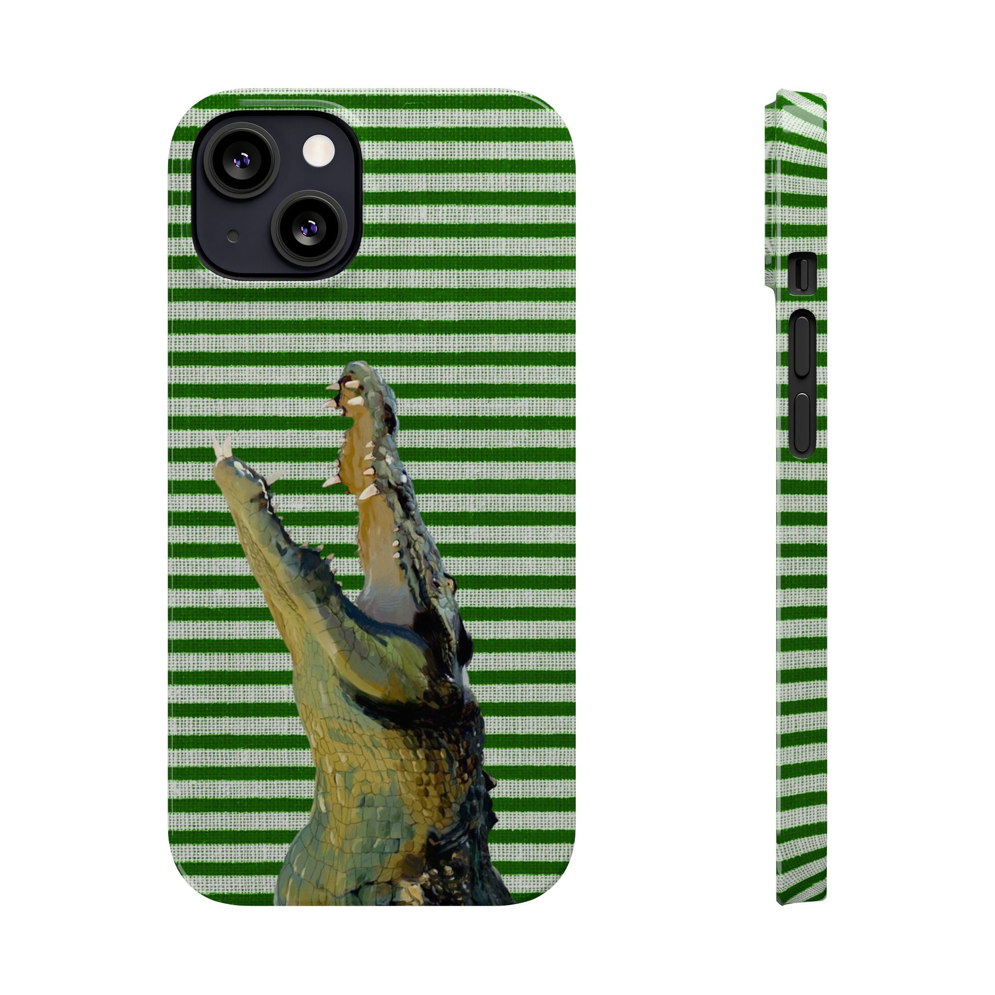 Alligator Stripes Slim Phone Case — Green Striped Gator Design