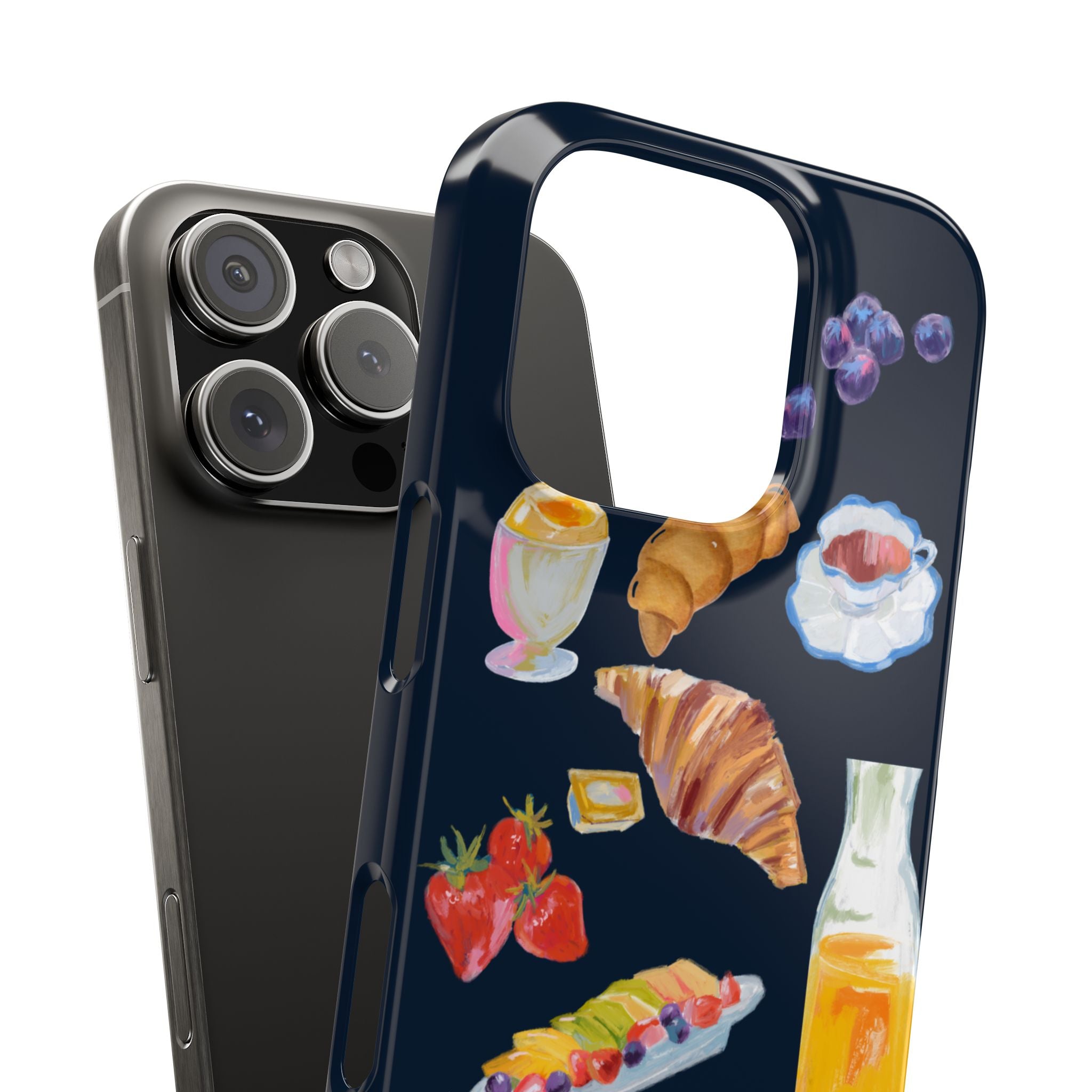 Brunch Icons Slim Phone Case — Croissant, Eggs & Juice Breakfast Design