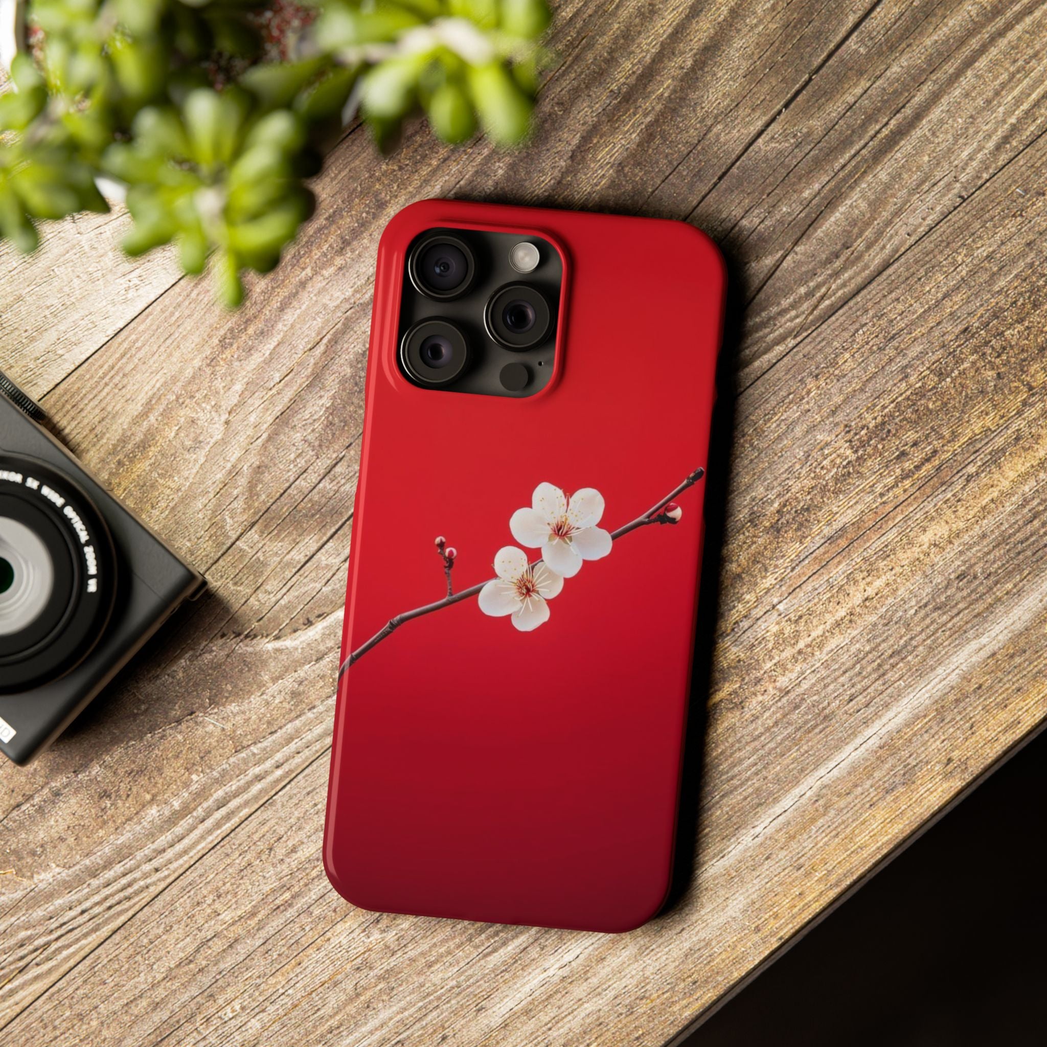 Minimal Red Sakura Blossom Design