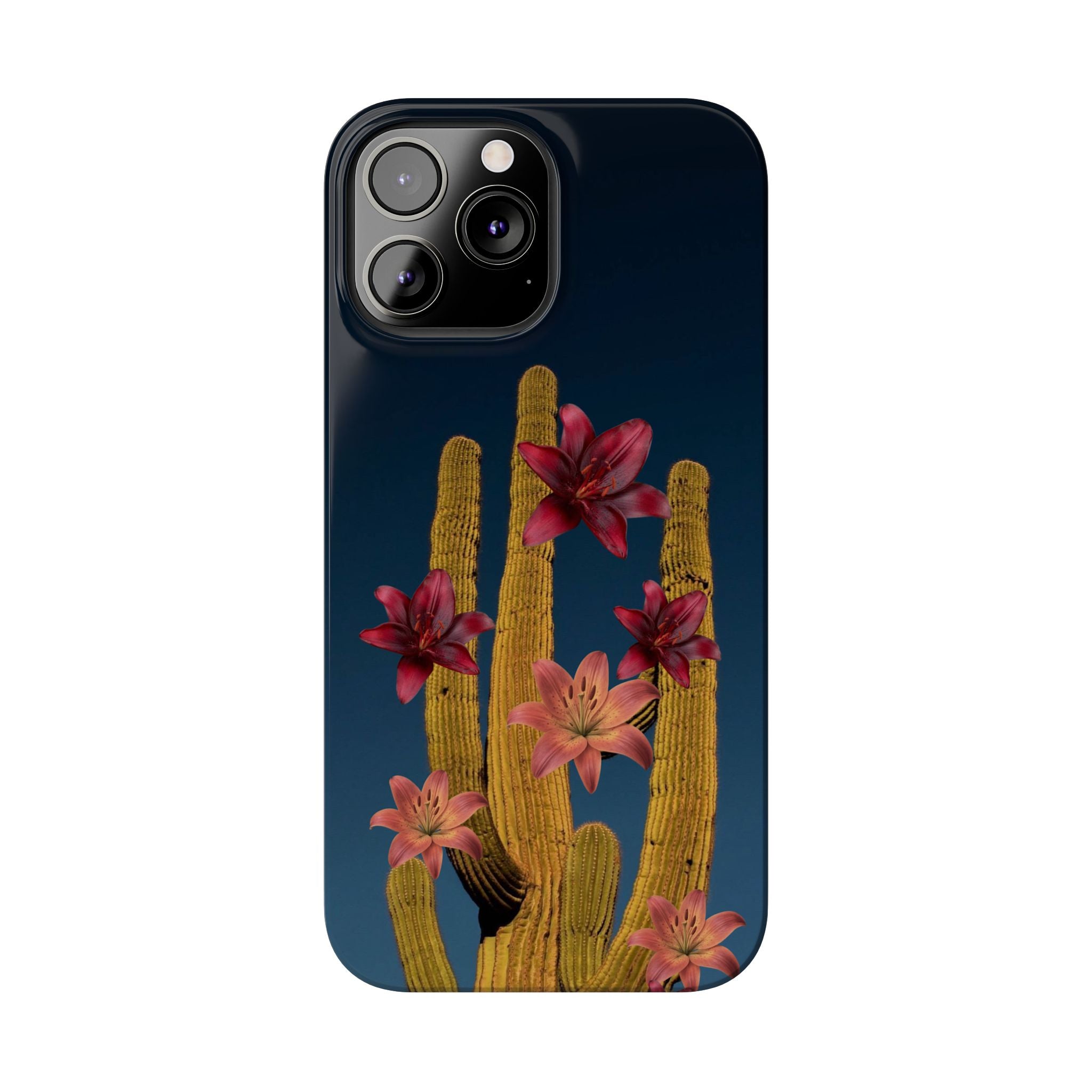 Cactus Bloom Slim Phone Case — Desert Floral Night Design