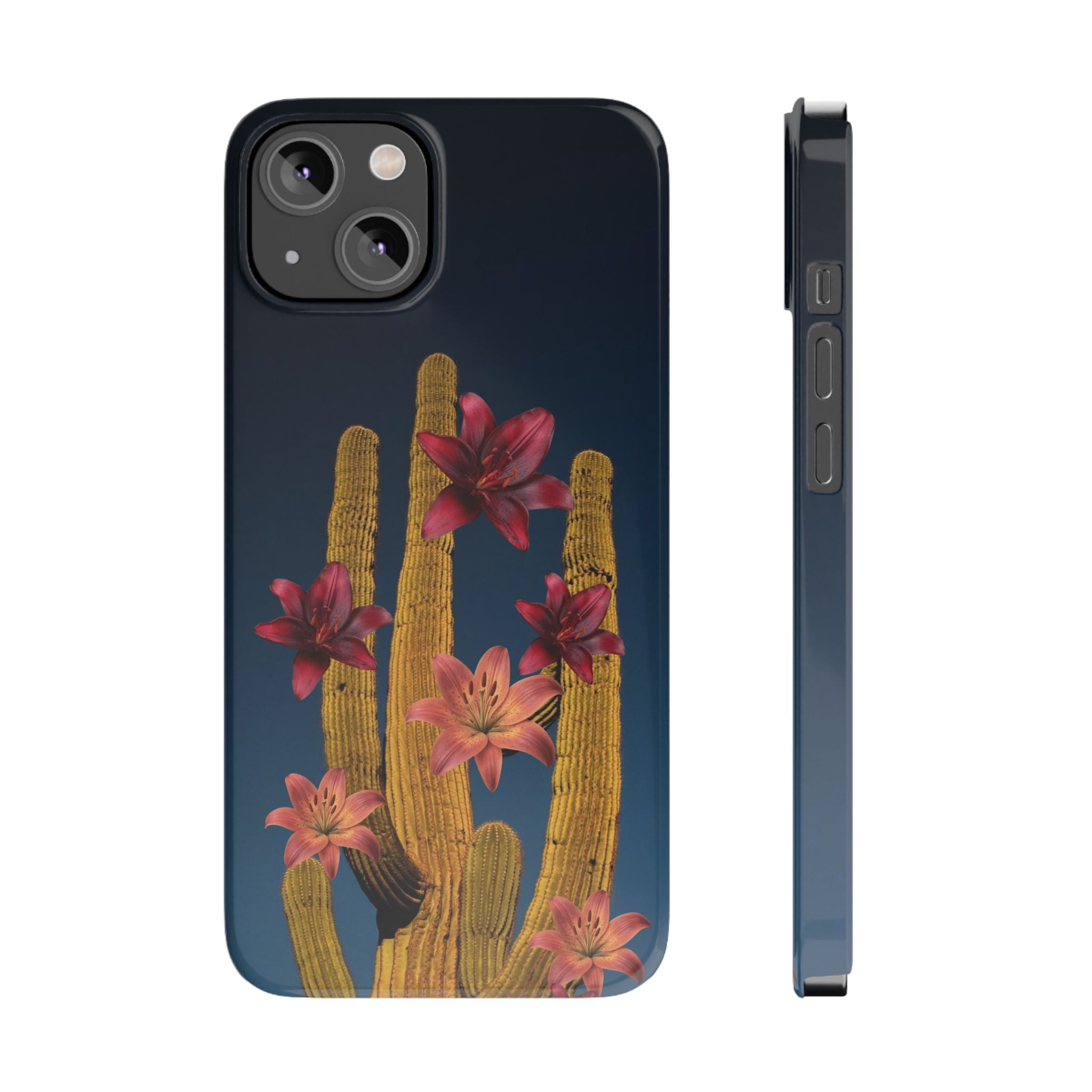 Cactus Bloom Slim Phone Case — Desert Floral Night Design