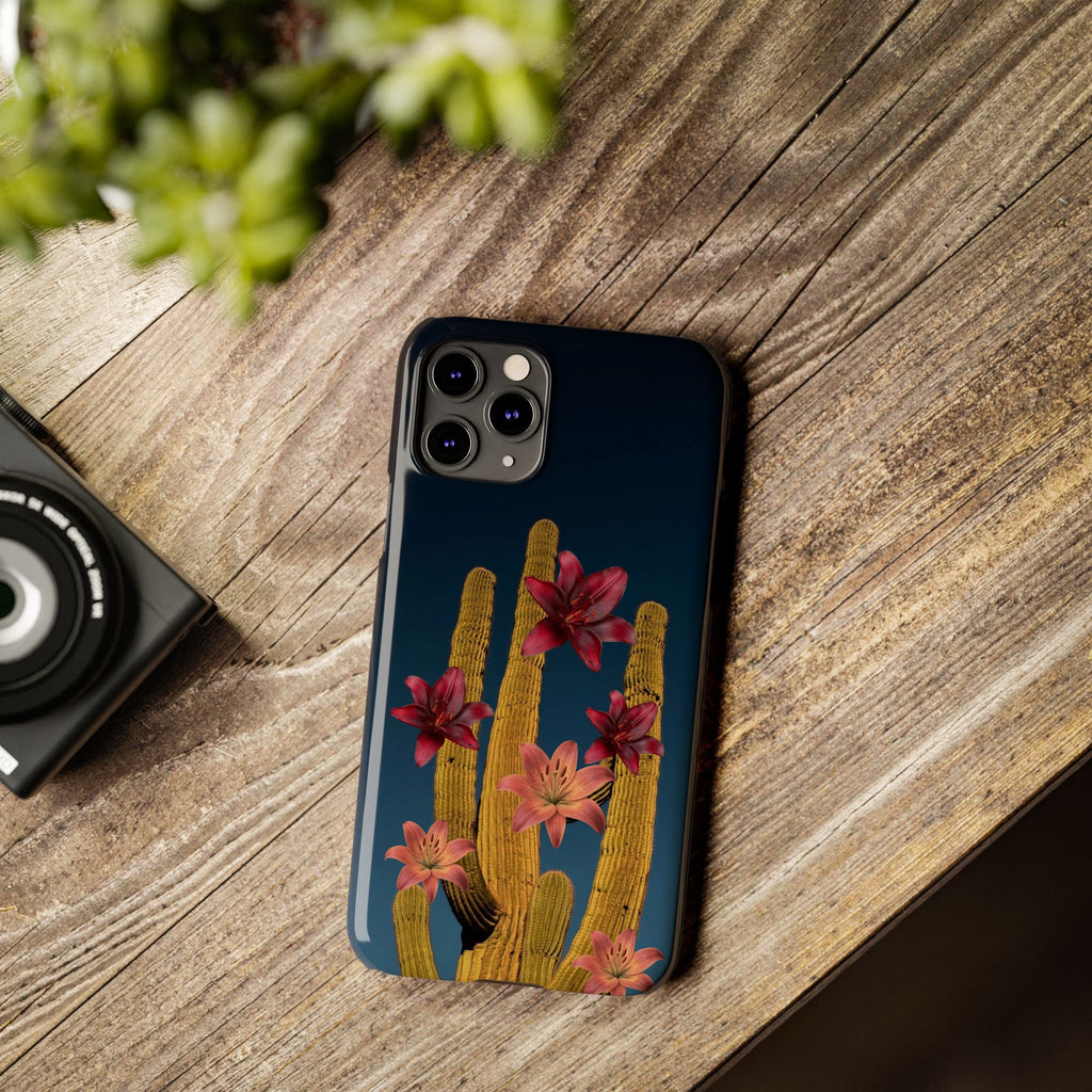 Cactus Bloom Slim Phone Case — Desert Floral Night Design