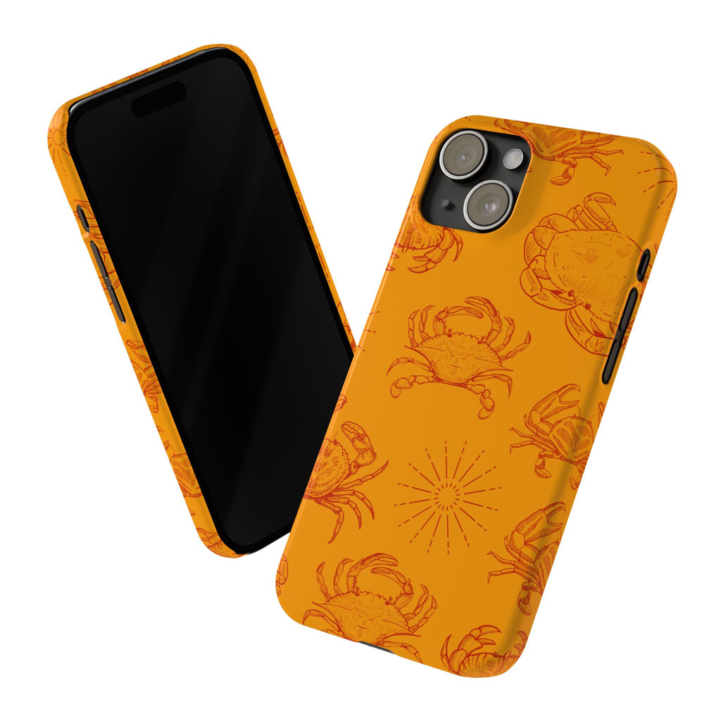Crab Pattern Slim Phone Case — Orange Nautical Beach Vibe