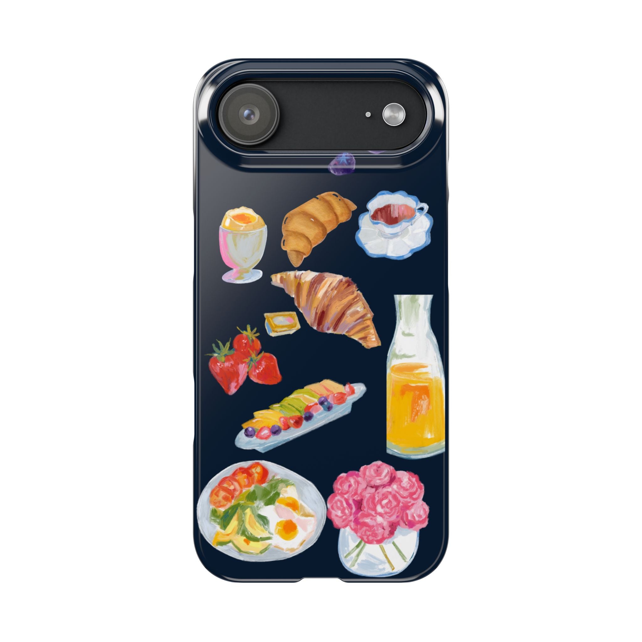 Brunch Icons Slim Phone Case — Croissant, Eggs & Juice Breakfast Design